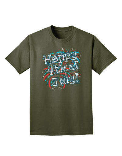 Happy 4th of July - Fireworks Design Adult Dark T-Shirt-Mens T-Shirt-TooLoud-Military-Green-Small-Davson Sales