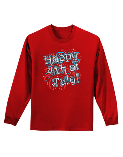 Happy 4th of July - Fireworks Design Adult Long Sleeve Dark T-Shirt-TooLoud-Red-Small-Davson Sales