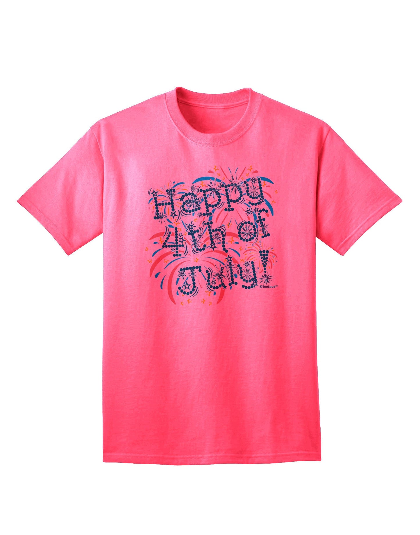 Happy 4th of July - Fireworks Design Adult T-Shirt-Mens T-Shirt-TooLoud-Neon-Pink-Small-Davson Sales