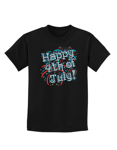 Happy 4th of July - Fireworks Design Childrens Dark T-Shirt-Childrens T-Shirt-TooLoud-Black-X-Small-Davson Sales