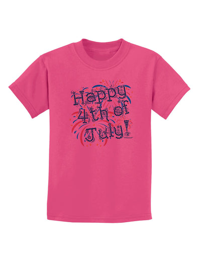 Happy 4th of July - Fireworks Design Childrens T-Shirt-Childrens T-Shirt-TooLoud-Sangria-X-Small-Davson Sales