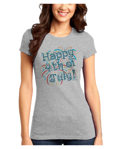 Happy 4th of July - Fireworks Design Juniors T-Shirt-Womens Juniors T-Shirt-TooLoud-Ash-Gray-Juniors Fitted X-Small-Davson Sales