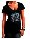 Happy 4th of July - Fireworks Design Juniors V-Neck Dark T-Shirt-Womens V-Neck T-Shirts-TooLoud-Black-Juniors Fitted Small-Davson Sales