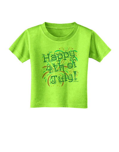 Happy 4th of July - Fireworks Design Toddler T-Shirt-Toddler T-Shirt-TooLoud-Lime-Green-2T-Davson Sales