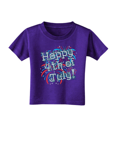 Happy 4th of July - Fireworks Design Toddler T-Shirt Dark-Toddler T-Shirt-TooLoud-Purple-2T-Davson Sales