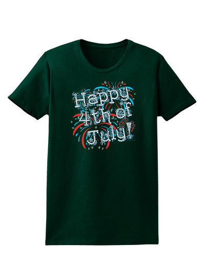 Happy 4th of July - Fireworks Design Womens Dark T-Shirt-TooLoud-Forest-Green-Small-Davson Sales