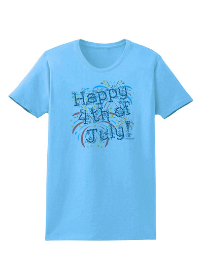 Happy 4th of July - Fireworks Design Womens T-Shirt-Womens T-Shirt-TooLoud-Aquatic-Blue-X-Small-Davson Sales