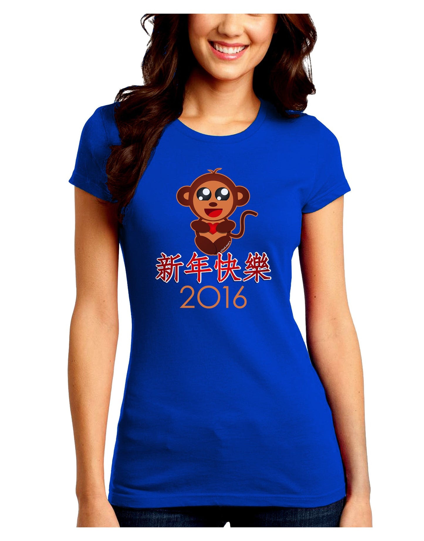 Happy Chinese New Year 2016 Juniors Petite Crew Dark T-Shirt-T-Shirts Juniors Tops-TooLoud-Royal-Blue-Juniors Fitted Small-Davson Sales