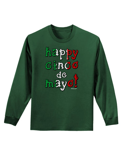 Happy Cinco de Mayo - Cactus Design Adult Long Sleeve Dark T-Shirt by TooLoud-TooLoud-Dark-Green-Small-Davson Sales