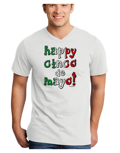 Happy Cinco de Mayo - Cactus Design Adult V-Neck T-shirt by TooLoud-Mens V-Neck T-Shirt-TooLoud-White-Small-Davson Sales