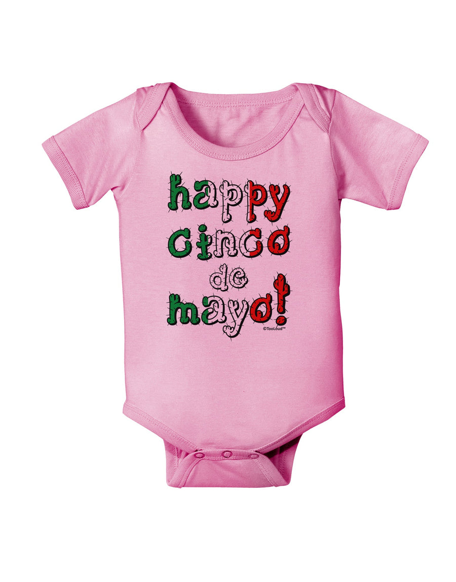 Happy Cinco de Mayo - Cactus Design Baby Romper Bodysuit by TooLoud-Baby Romper-TooLoud-White-06-Months-Davson Sales