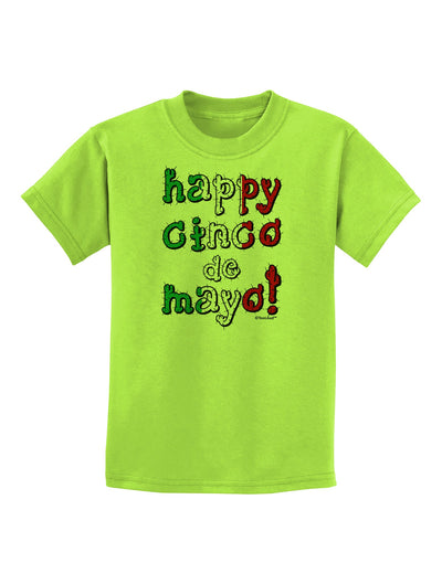 Happy Cinco de Mayo - Cactus Design Childrens T-Shirt by TooLoud-Childrens T-Shirt-TooLoud-Lime-Green-X-Small-Davson Sales