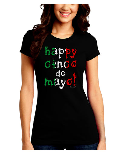 Happy Cinco de Mayo - Cactus Design Juniors Crew Dark T-Shirt by TooLoud-T-Shirts Juniors Tops-TooLoud-Black-Juniors Fitted Small-Davson Sales