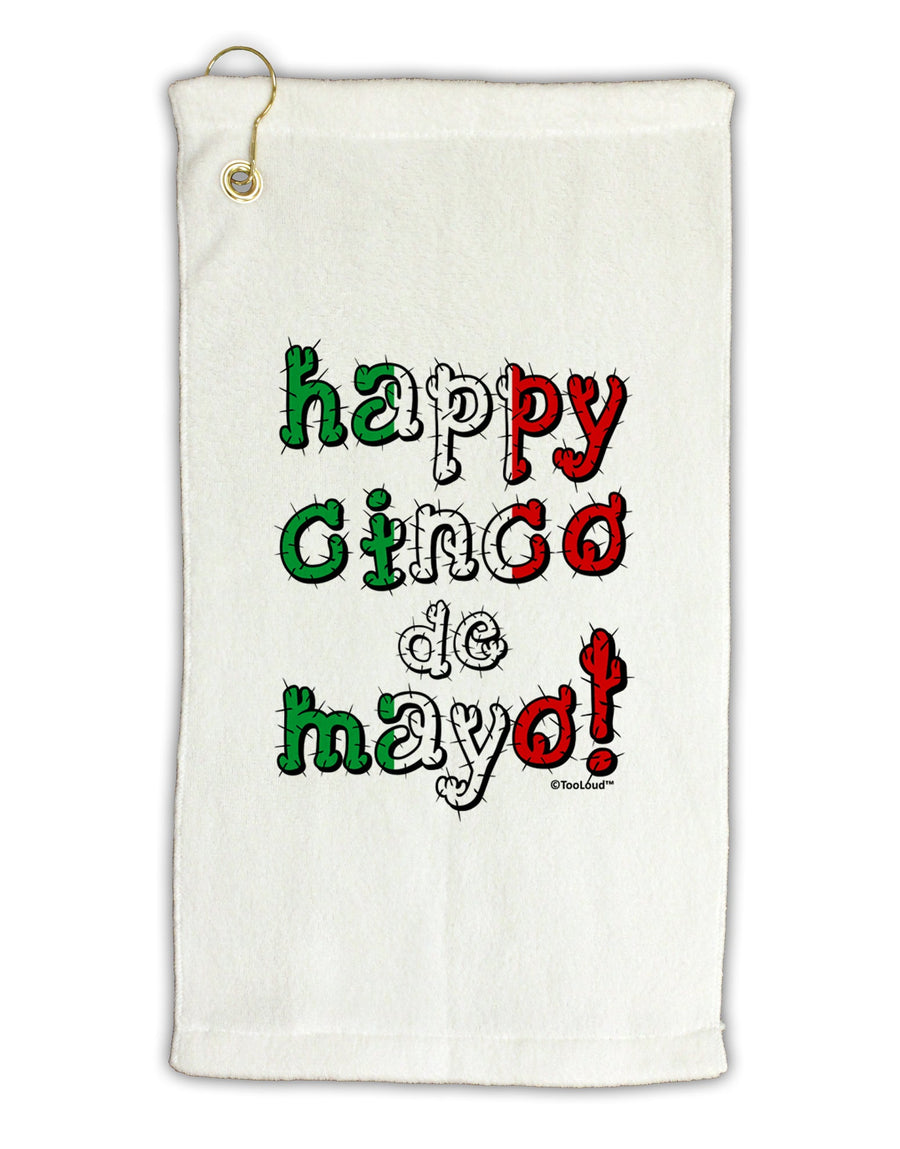 Happy Cinco de Mayo - Cactus Design Micro Terry Gromet Golf Towel 16 x 25 inch by TooLoud-Golf Towel-TooLoud-White-Davson Sales