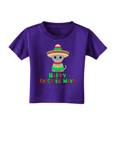 Happy Cinco de Mayo Cat Toddler T-Shirt Dark by TooLoud-Toddler T-Shirt-TooLoud-Purple-2T-Davson Sales