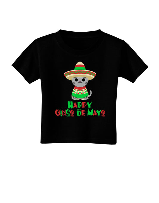 Happy Cinco de Mayo Cat Toddler T-Shirt Dark by TooLoud-Toddler T-Shirt-TooLoud-Black-2T-Davson Sales