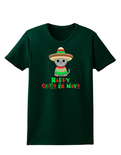 Happy Cinco de Mayo Cat Womens Dark T-Shirt by TooLoud-Womens T-Shirt-TooLoud-Forest-Green-Small-Davson Sales