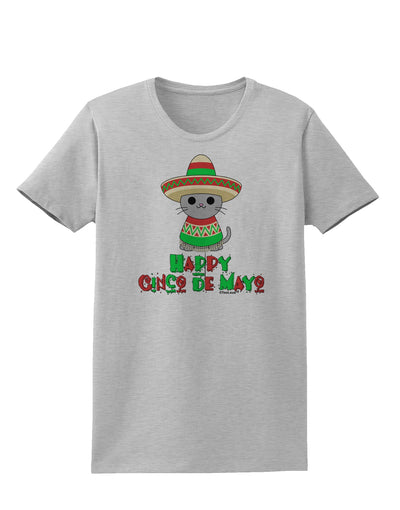 Happy Cinco de Mayo Cat Womens T-Shirt by TooLoud-Womens T-Shirt-TooLoud-AshGray-X-Small-Davson Sales