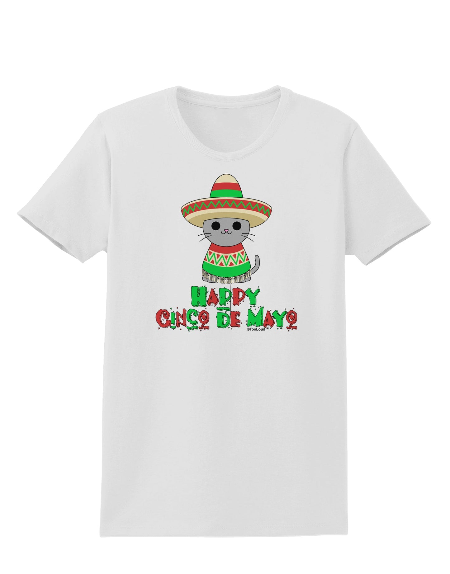 Happy Cinco de Mayo Cat Womens T-Shirt by TooLoud-Womens T-Shirt-TooLoud-White-X-Small-Davson Sales