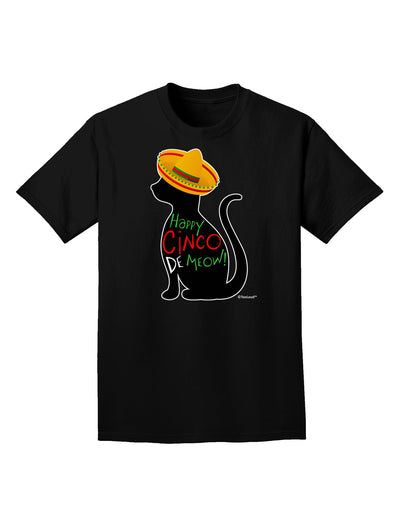 Happy Cinco de Meow - Cinco de Mayo Cat Adult Dark T-Shirt by TooLoud-Mens T-Shirt-TooLoud-Black-Small-Davson Sales