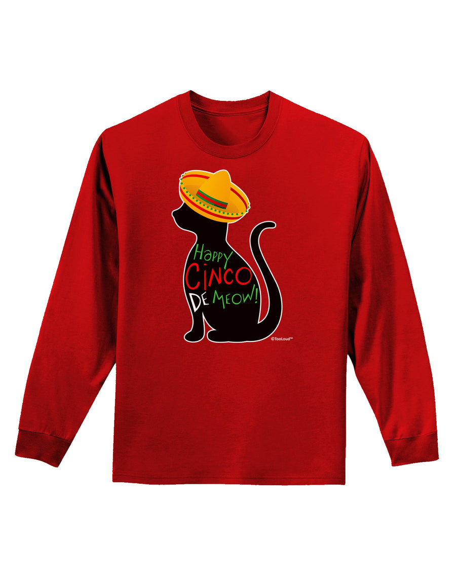 Happy Cinco de Meow - Cinco de Mayo Cat Adult Long Sleeve Dark T-Shirt by TooLoud-TooLoud-Black-Small-Davson Sales