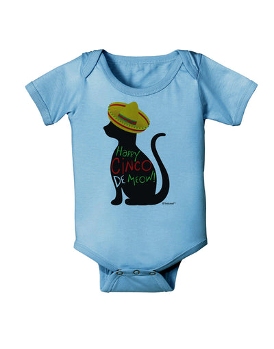 Happy Cinco de Meow - Cinco de Mayo Cat Baby Romper Bodysuit by TooLoud-Baby Romper-TooLoud-Light-Blue-06-Months-Davson Sales