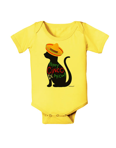 Happy Cinco de Meow - Cinco de Mayo Cat Baby Romper Bodysuit by TooLoud-Baby Romper-TooLoud-Yellow-06-Months-Davson Sales