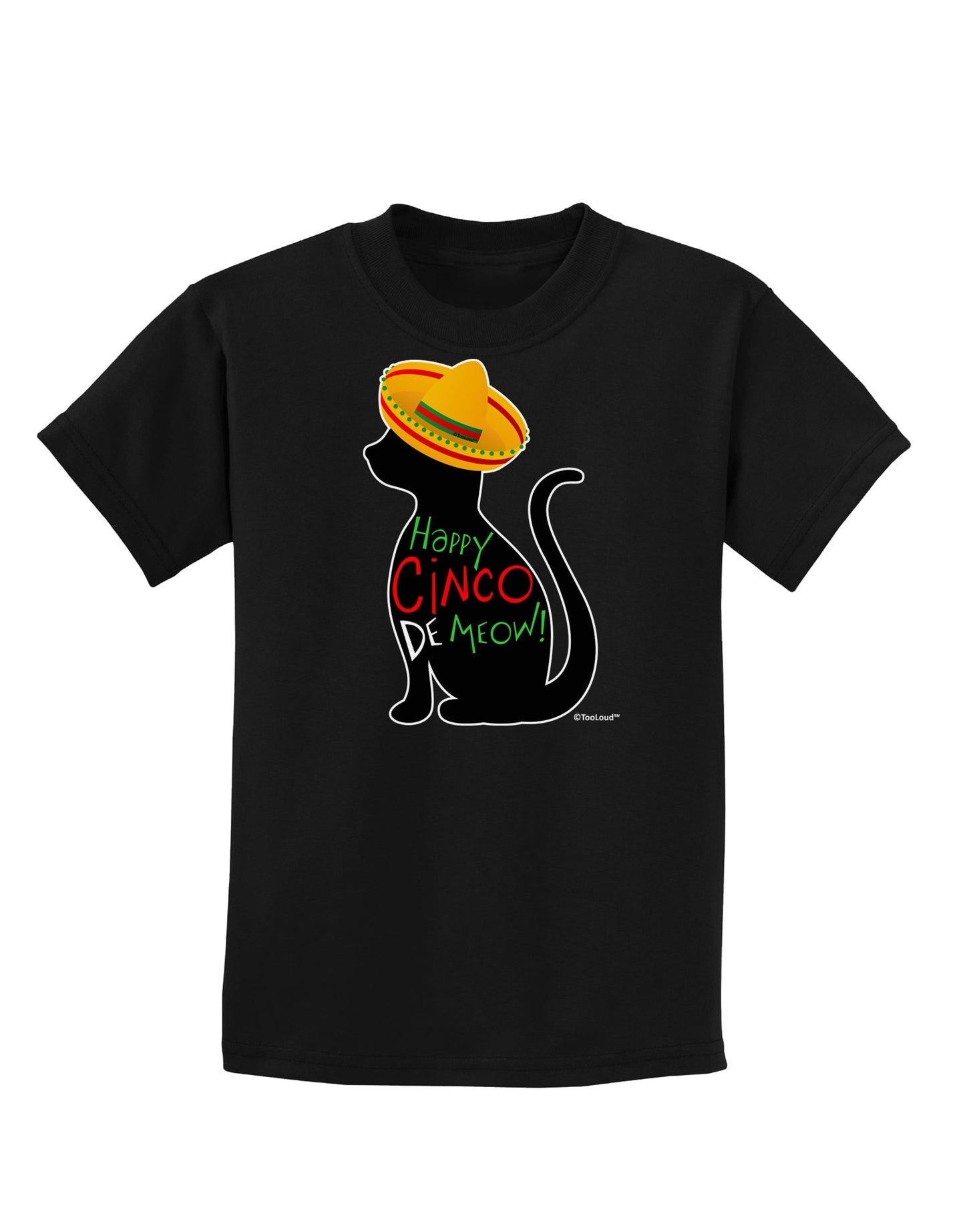 Happy Cinco de Meow - Cinco de Mayo Cat Childrens Dark T-Shirt by TooLoud-Childrens T-Shirt-TooLoud-Black-X-Small-Davson Sales