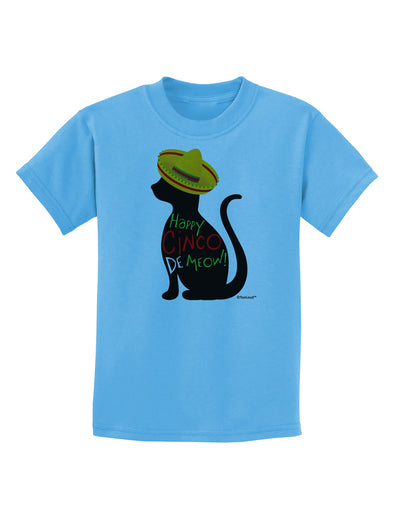 Happy Cinco de Meow - Cinco de Mayo Cat Childrens T-Shirt by TooLoud-Childrens T-Shirt-TooLoud-Aquatic-Blue-X-Small-Davson Sales