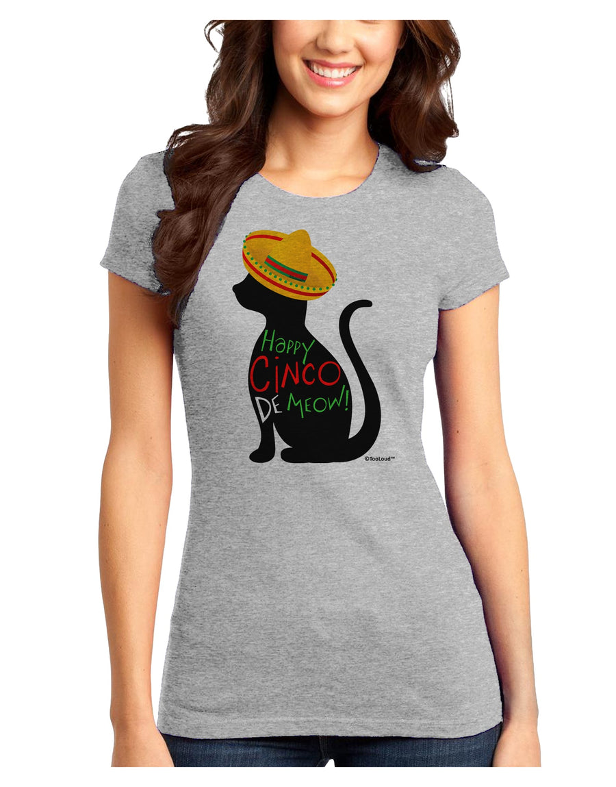 Happy Cinco de Meow - Cinco de Mayo Cat Juniors T-Shirt by TooLoud-Womens Juniors T-Shirt-TooLoud-White-Juniors Fitted X-Small-Davson Sales