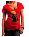 Happy Cinco de Meow - Cinco de Mayo Cat Juniors V-Neck Dark T-Shirt by TooLoud-Womens V-Neck T-Shirts-TooLoud-Red-Juniors Fitted Small-Davson Sales