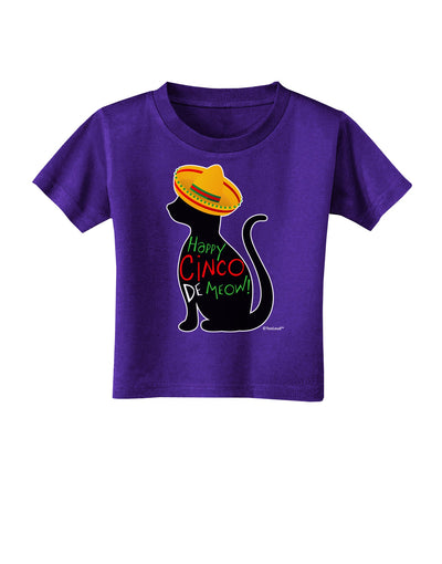 Happy Cinco de Meow - Cinco de Mayo Cat Toddler T-Shirt Dark by TooLoud-Toddler T-Shirt-TooLoud-Purple-2T-Davson Sales