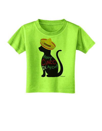 Happy Cinco de Meow - Cinco de Mayo Cat Toddler T-Shirt by TooLoud-Toddler T-Shirt-TooLoud-Lime-Green-2T-Davson Sales