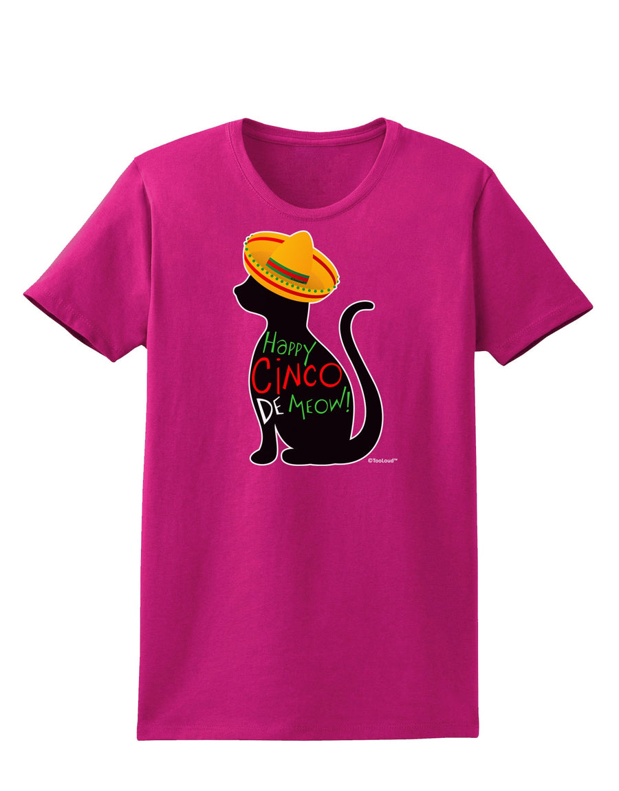 Happy Cinco de Meow - Cinco de Mayo Cat Womens Dark T-Shirt by TooLoud-Womens T-Shirt-TooLoud-Black-X-Small-Davson Sales