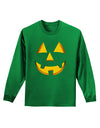 Happy Cute Jack O' Lantern Pumpkin Face Adult Long Sleeve Dark T-Shirt-TooLoud-Kelly-Green-Small-Davson Sales