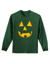 Happy Cute Jack O' Lantern Pumpkin Face Adult Long Sleeve Dark T-Shirt-TooLoud-Dark-Green-Small-Davson Sales