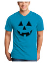 Happy Cute Jack O' Lantern Pumpkin Face Adult V-Neck T-shirt-Mens V-Neck T-Shirt-TooLoud-Turquoise-Small-Davson Sales