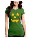 Happy Cute Jack O' Lantern Pumpkin Face Juniors Crew Dark T-Shirt-T-Shirts Juniors Tops-TooLoud-Kiwi-Green-Juniors Fitted Small-Davson Sales