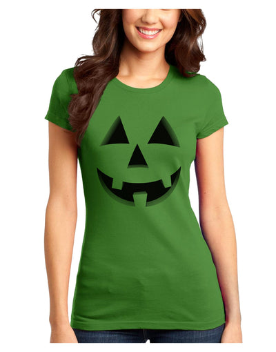 Happy Cute Jack O' Lantern Pumpkin Face Juniors T-Shirt-Womens Juniors T-Shirt-TooLoud-Kiwi-Green-Juniors Fitted XS-Davson Sales