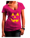 Happy Cute Jack O' Lantern Pumpkin Face Juniors V-Neck Dark T-Shirt-Womens V-Neck T-Shirts-TooLoud-Hot-Pink-Small-Davson Sales