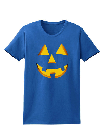 Happy Cute Jack O' Lantern Pumpkin Face Womens Dark T-Shirt-TooLoud-Royal-Blue-X-Small-Davson Sales