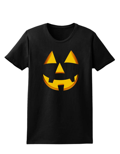 Happy Cute Jack O' Lantern Pumpkin Face Womens Dark T-Shirt-TooLoud-Black-X-Small-Davson Sales