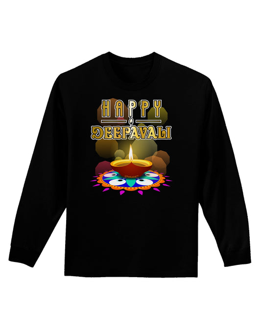 Happy Deepavali - Rangoli and Diya Adult Long Sleeve Dark T-Shirt-TooLoud-Black-Small-Davson Sales