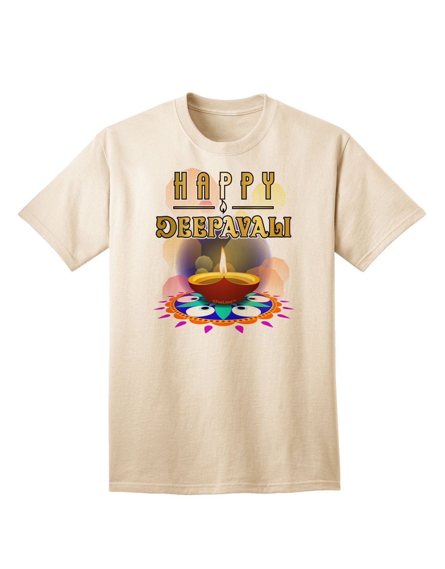 Happy Deepavali - Rangoli and Diya Adult T-Shirt-Mens T-Shirt-TooLoud-Natural-Small-Davson Sales
