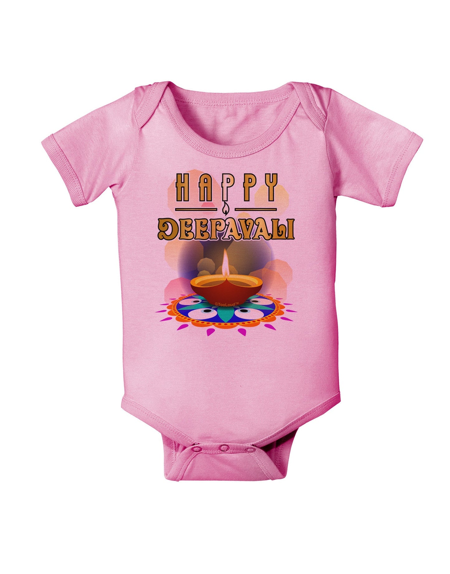 Happy Deepavali - Rangoli and Diya Baby Romper Bodysuit by-Baby Romper-TooLoud-Pink-06-Months-Davson Sales