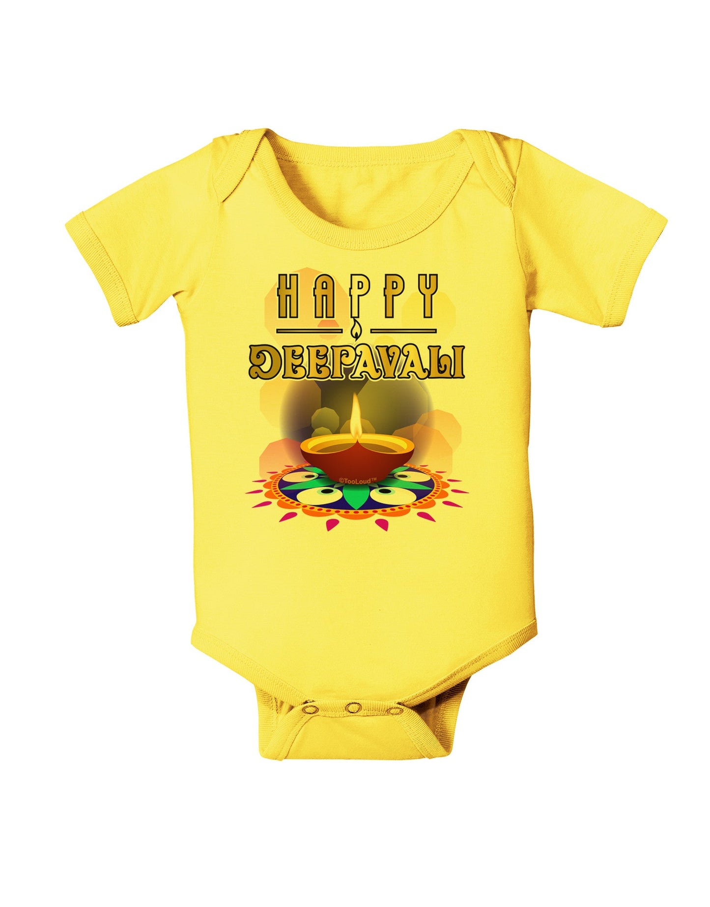 Happy Deepavali - Rangoli and Diya Baby Romper Bodysuit by-Baby Romper-TooLoud-Yellow-06-Months-Davson Sales