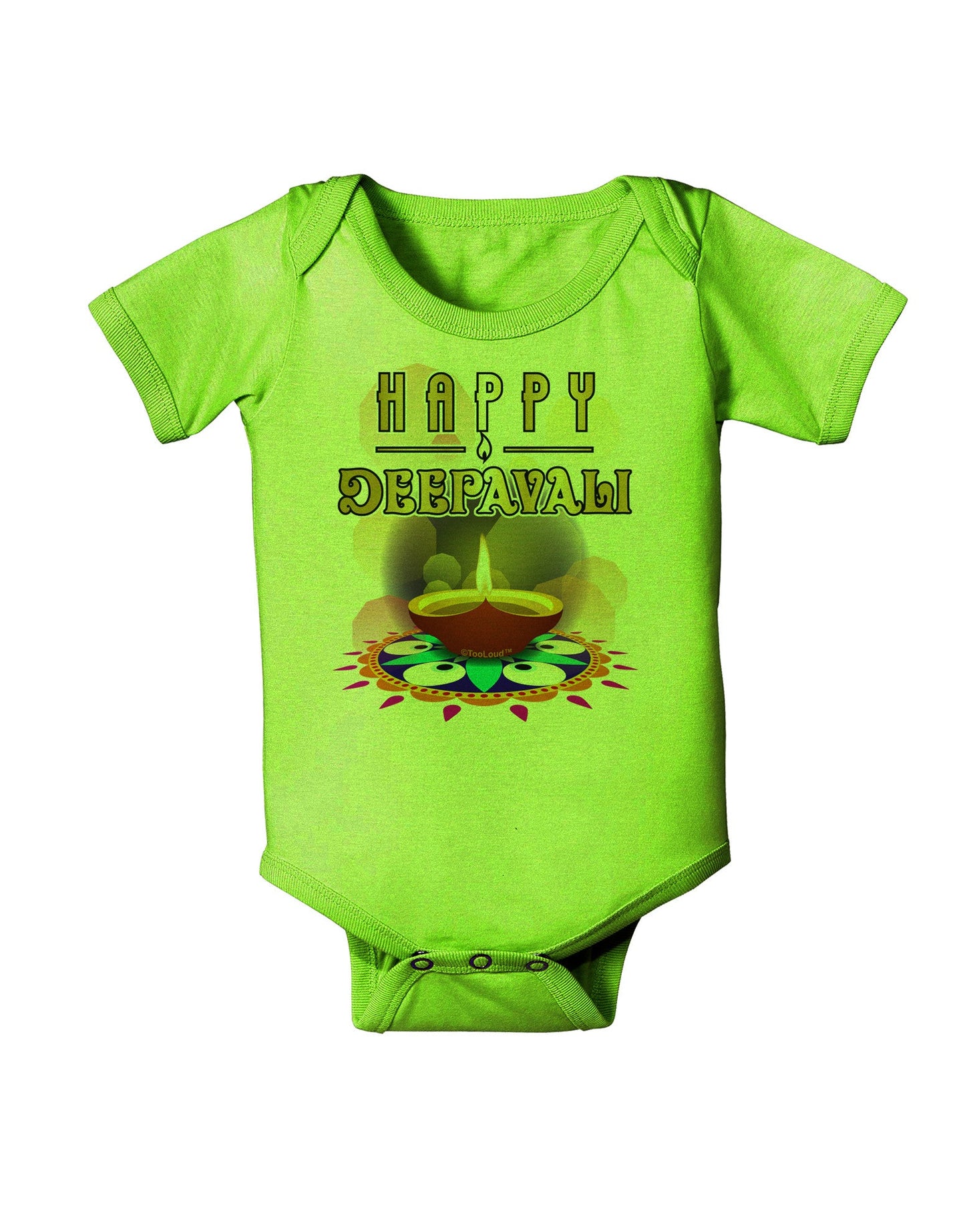 Happy Deepavali - Rangoli and Diya Baby Romper Bodysuit by-Baby Romper-TooLoud-Lime-06-Months-Davson Sales
