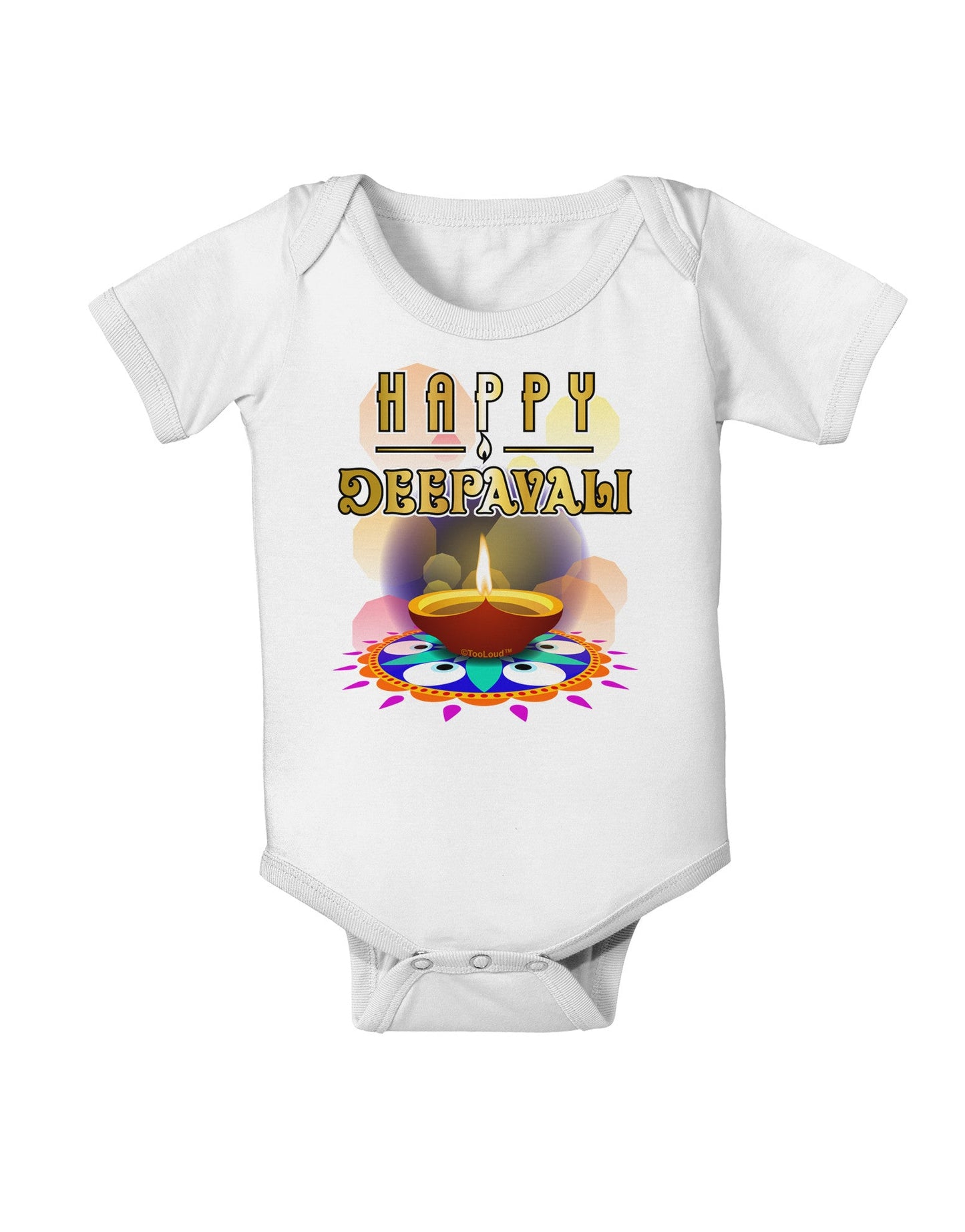 Happy Deepavali - Rangoli and Diya Baby Romper Bodysuit by-Baby Romper-TooLoud-White-06-Months-Davson Sales