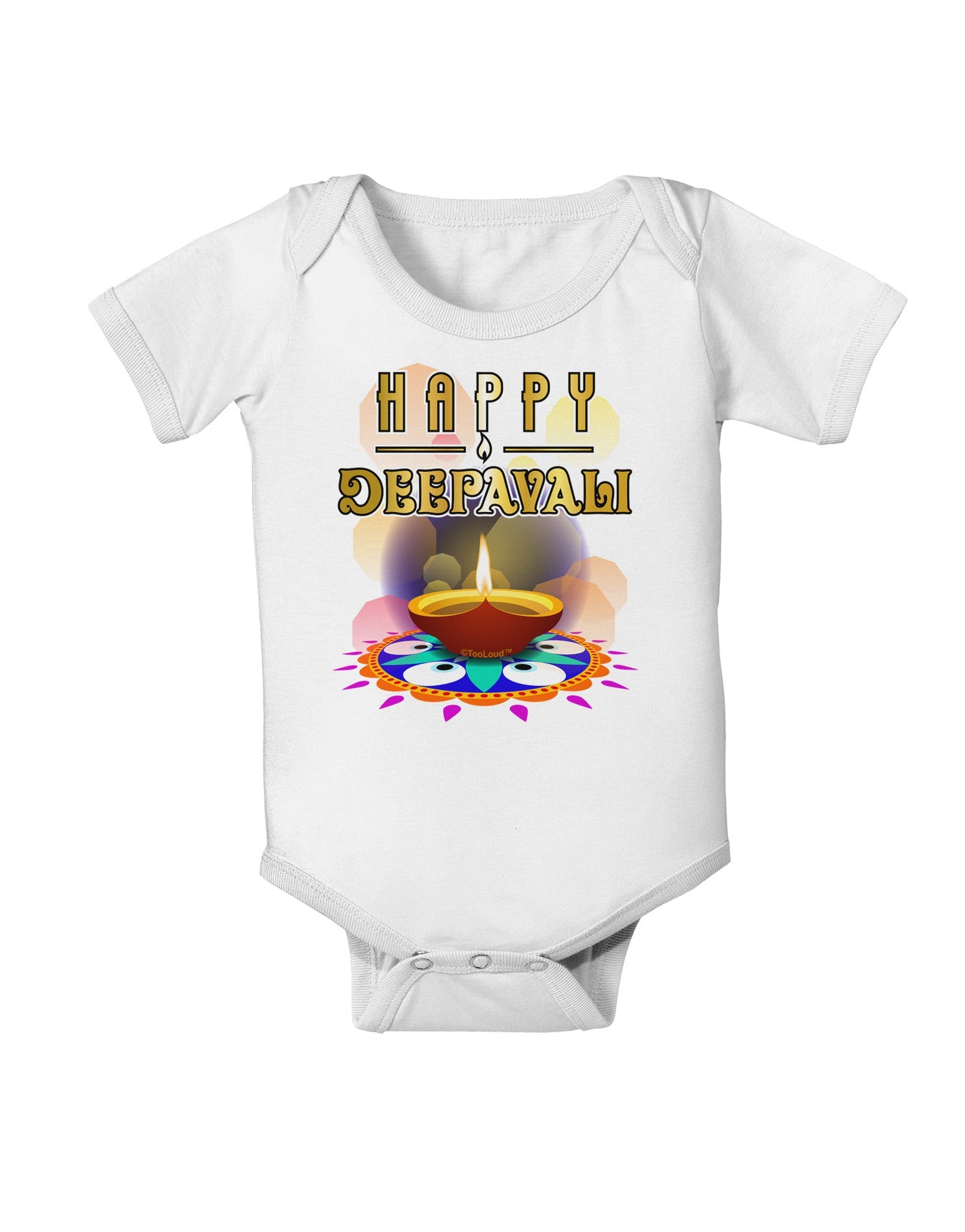 Happy Deepavali - Rangoli and Diya Baby Romper Bodysuit by-Baby Romper-TooLoud-White-06-Months-Davson Sales