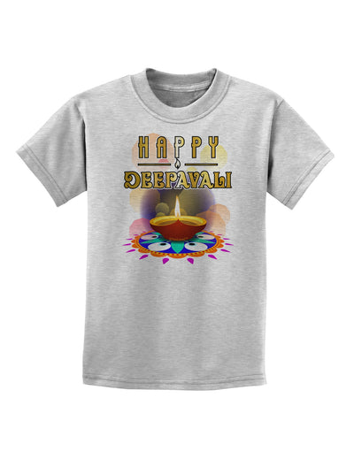 Happy Deepavali - Rangoli and Diya Childrens T-Shirt-Childrens T-Shirt-TooLoud-AshGray-X-Small-Davson Sales